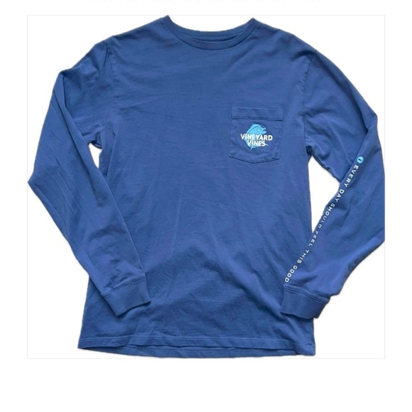 Periwinkle Blue Vineyard Vines Graphic Long Sleeve T Shirt Size S - Picture 1 of 6